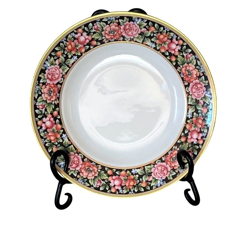 Wedgwood Floral Salad Plate Bone China Gold Rim Clio Pattern Vintage 1990s